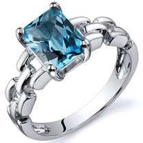 Chain Link Design 1.75 carats Swiss Blue Topaz Engagement Sterling Silver Ring in Sizes 5 to 9 Style SR10552