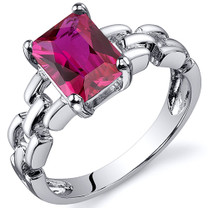 Chain Link Design 2.00 carats Ruby Engagement Sterling Silver Ring in Sizes 5 to 9 Style SR10556
