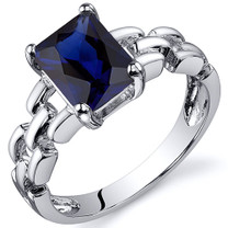 Chain Link Design 2.00 carats Blue Sapphire Engagement Sterling Silver Ring in Sizes 5 to 9 Style SR10558