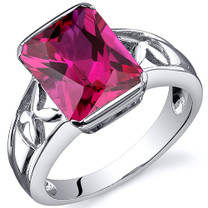 Large Radiant Cut 4.25 carats Ruby Solitaire Sterling Silver Ring in Sizes 5 to 9 Style SR10574