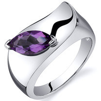 Musuem Style Marquise Cut 1.00 carats Amethyst Sterling Silver Ring in Sizes 5 to 9 Style SR10598