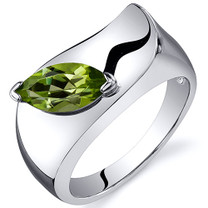 Musuem Style Marquise Cut 1.00 carats Peridot Sterling Silver Ring in Sizes 5 to 9 Style SR10602
