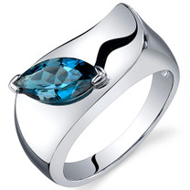 Musuem Style Marquise Cut 1.00 carats London Blue Topaz Sterling Silver Ring in Sizes 5 to 9 Style SR10606