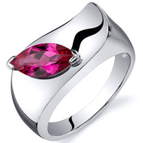 Musuem Style Marquise Cut 1.25 carats Ruby Sterling Silver Ring in Sizes 5 to 9 Style SR10608
