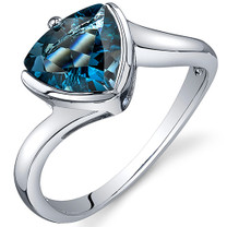 Trillion Cut Bypass Style 2.00 carats London Blue Topaz Sterling Silver Ring in Sizes 5 to 9 Style SR10624