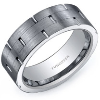 Brick Pattern Brushed Finish 7.5mm Mens Tungsten Ring Sizes 8 to 13 Style SR10640