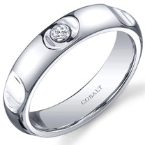 Solitaire Style 5mm Platinum Finish Notched Mens Cobalt Ring Sizes 8 to 13 Style SR10652