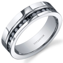 Black Cubic Zirconia Mens 6mm Titanium Eternity Ring Sizes 8 to 13 Style SR10654