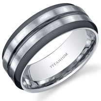 Two Tone comfort fit Mens 8mm Titanium Ring Sizes 8 to 13 Style SR10662