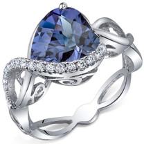 Swirl Design 4.00 Carats Heart Shape Alexandrite Sterling Silver Ring in Sizes 5 to 9 Style SR10706