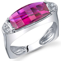 Radiant and Seductive 3.00 Carats Barrel Cut Ruby Sterling Silver Ring in Sizes 5 to 9 Style SR10732