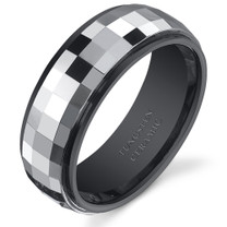 Gunmetal Color Faceted 8mm Mens Tungsten Ceramic Ring in Sizes 8 to 13 Style SR10844