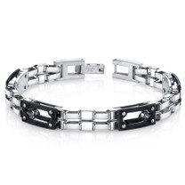 Mens Intricate Double Chain Design Stainless Steel Bracelet Style SB4280