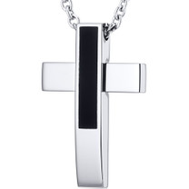 Minimalist Artistic Mirror Finish Stainless Steel Cross Pendant With 22 inch Chain Style SN10828
