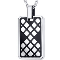 Modern Mosaic Design Black Stainless Steel Dog Tag Style Pendant With 22 inch Chain Style SN10844