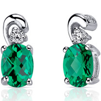 Sleek and Radiant 1.50 Carats Emerald Earrings in Sterling Silver Style SE8224