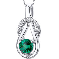 Elegant Glamour 0.50 carats Round Cut Sterling Silver Emerald Pendant with 18 inch Chain Style SP10754