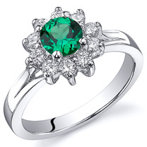 Ornate Floral 0.50 carats Emerald Ring in Sterling Silver Available Sizes 5 to 9 Style SR10804
