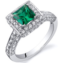Princess Cut 0.75 Carats Emerald Ring in Sterling Silver Available in Size 5 to 9  Style SR10814