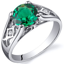 Cathedral Design 1.25 carats Emerald Solitaire Ring in Sterling Silver Available in Size 5 to 9  Style SR10818