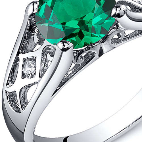 Cathedral Design 1.25 carats Emerald Solitaire Ring in Sterling Silver  Available in Size 5 to 9 Style SR10818