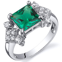 Princess Cut 1.50 carats Emerald Ring in Sterling Silver Available in Sizes 5 to 9  Style SR10822