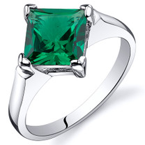 Striking 1.50 carats Emerald Ring in Sterling Silver Available in Sizes 5 to 9  Style SR10826