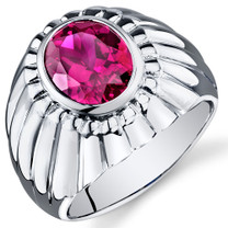 Mens Bezel Set 4.50 Carats Oval Cut Ruby Sterling Silver Ring Sizes 8 To 13 SR10916