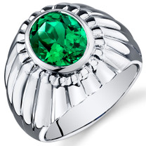 Mens Bezel Set 3.75 Carats Oval Cut Emerald Sterling Silver Ring Sizes 8 To 13 SR10918