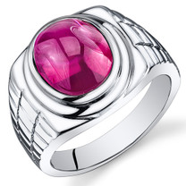 Mens 8.00 Carats Oval Cabochon Ruby Sterling Silver Ring Sizes 8 To 13 SR10924