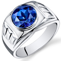 Mens 5.50 Carats Round Cut Blue Sapphire Sterling Silver Ring Sizes 8 To 13 SR10934
