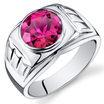 Mens 5.50 Carats Round Cut Ruby Sterling Silver Ring Sizes 8 To 13 SR10936