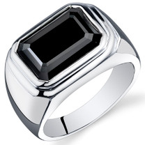 Mens 7.00 Carats Octagon Cut Black Onyx Sterling Silver Ring Sizes 8 To 13 SR10946