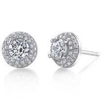 Sterling Silver Round White Cubic Zirconia Stud Earrings SE8298