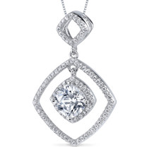 Sterling Silver Cushion White Cubic Zirconia Pendant Necklace SP10862