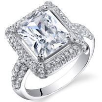 Sterling Silver Large Radiant White Cubic Zirconia Ring SR11014