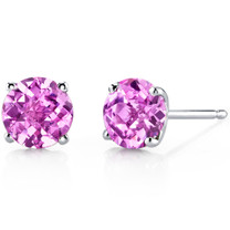 14 kt White Gold Round Cut 2.25 ct Pink Sapphire Earrings E18488