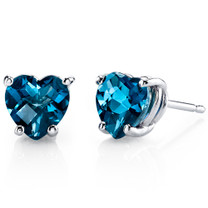 14 kt White Gold Heart Shape 2.00 ct London Blue Topaz Earrings E18534