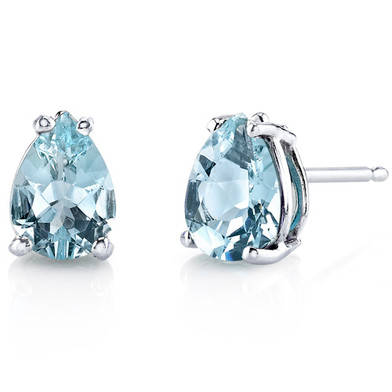 Pear shaped Aquamarine Earrings set in 14k fashion White Gold