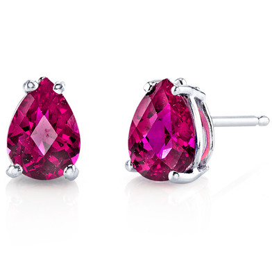 14 kt White Gold Pear Shape 2.00 ct Ruby Earrings E18562