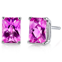 14 kt White Gold Radiant Cut 2.50 ct Pink Sapphire Earrings E18592