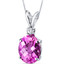 14 kt White Gold Oval Shape 3.50 ct Pink Sapphire Pendant P8936