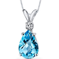 14 kt White Gold Pear Shape 2.25 ct Swiss Blue Topaz Pendant P8948