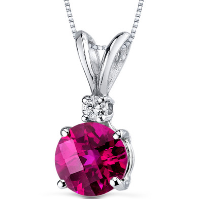 14 kt White Gold Round Cut 1.50 ct Ruby Pendant P8976