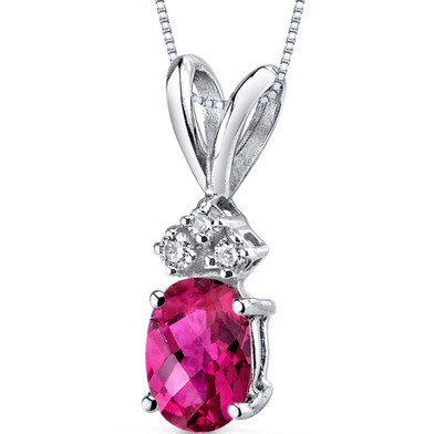 14 kt White Gold Oval Shape 1.00 ct Ruby Pendant P9028