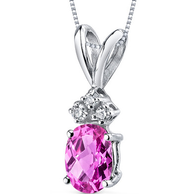 14 kt White Gold Oval Shape 1.00 ct Pink Sapphire Pendant P9032