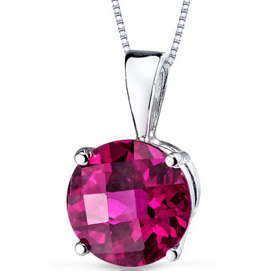 14 kt White Gold Round Cut 2.50 ct Ruby Pendant P9106