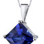 14 kt White Gold Princess Cut 3.50 ct Blue Sapphire Pendant P9128