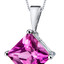 14 kt White Gold Princess Cut 3.00 ct Pink Sapphire Pendant P9130