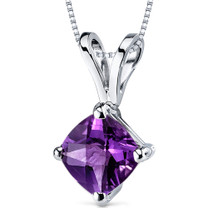 14 kt White Gold Cushion Cut 0.75 ct Amethyst Pendant P9138